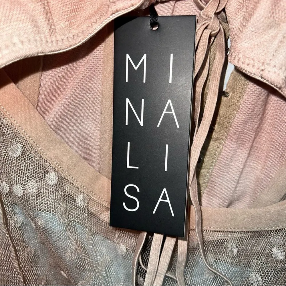 Mina Lisa Clip Dot Bustier & High Rise Panty Set Pink Size M - Image 4