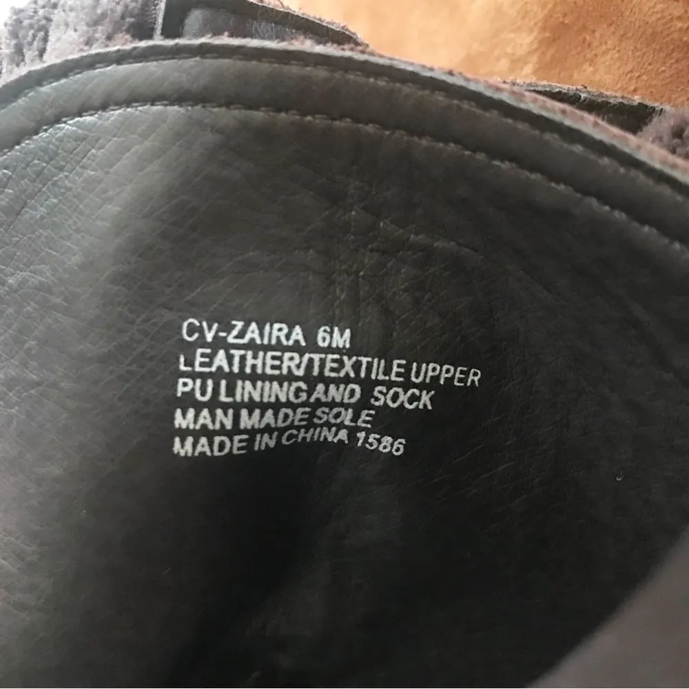 C&V Suede Leather Platform Hiking Boot Bootie Lug Sole‎ Brown Cap Toe Size 6 New - Image 11