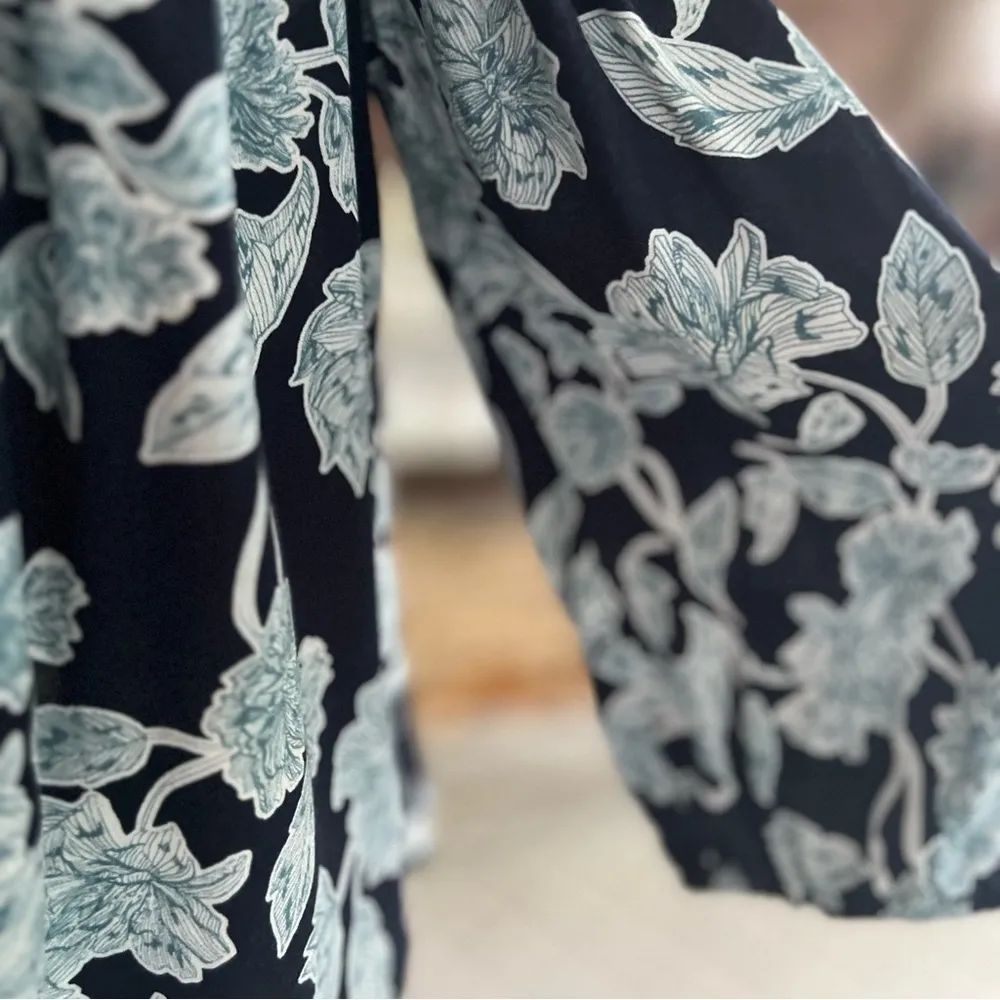 Splendid Top Off the Shoulder Navy Blue Mint Floral Floral S Garden Boho Chic - Image 8