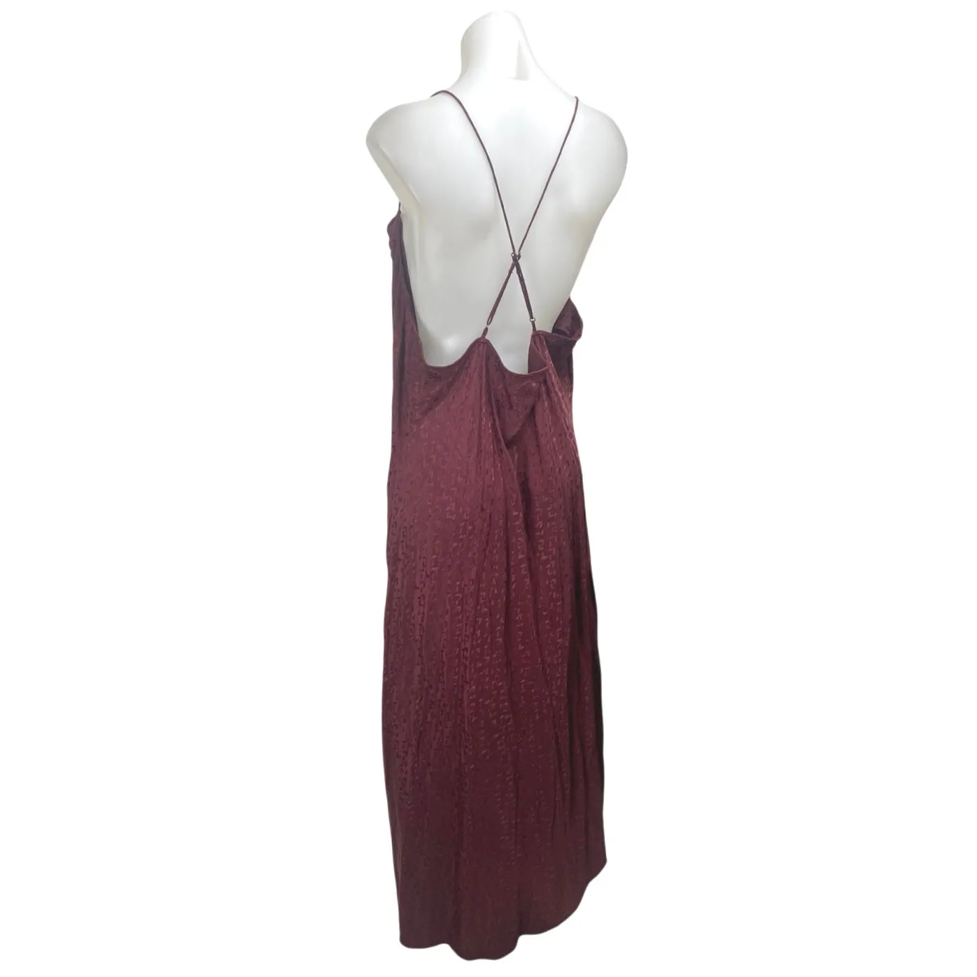 Banana Republic Red Sleeveless Jacquard Cowl Neck Cami Tank Maxi Slip Dress XL - Image 2