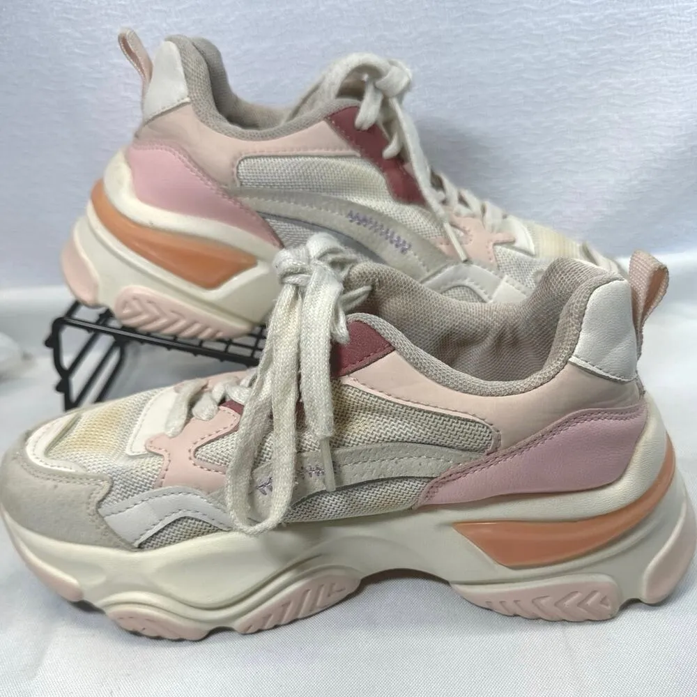Warrior Pink Cream Flowers Althletic Walking Sneakers women sz US 6.5 EU 37 - Image 2