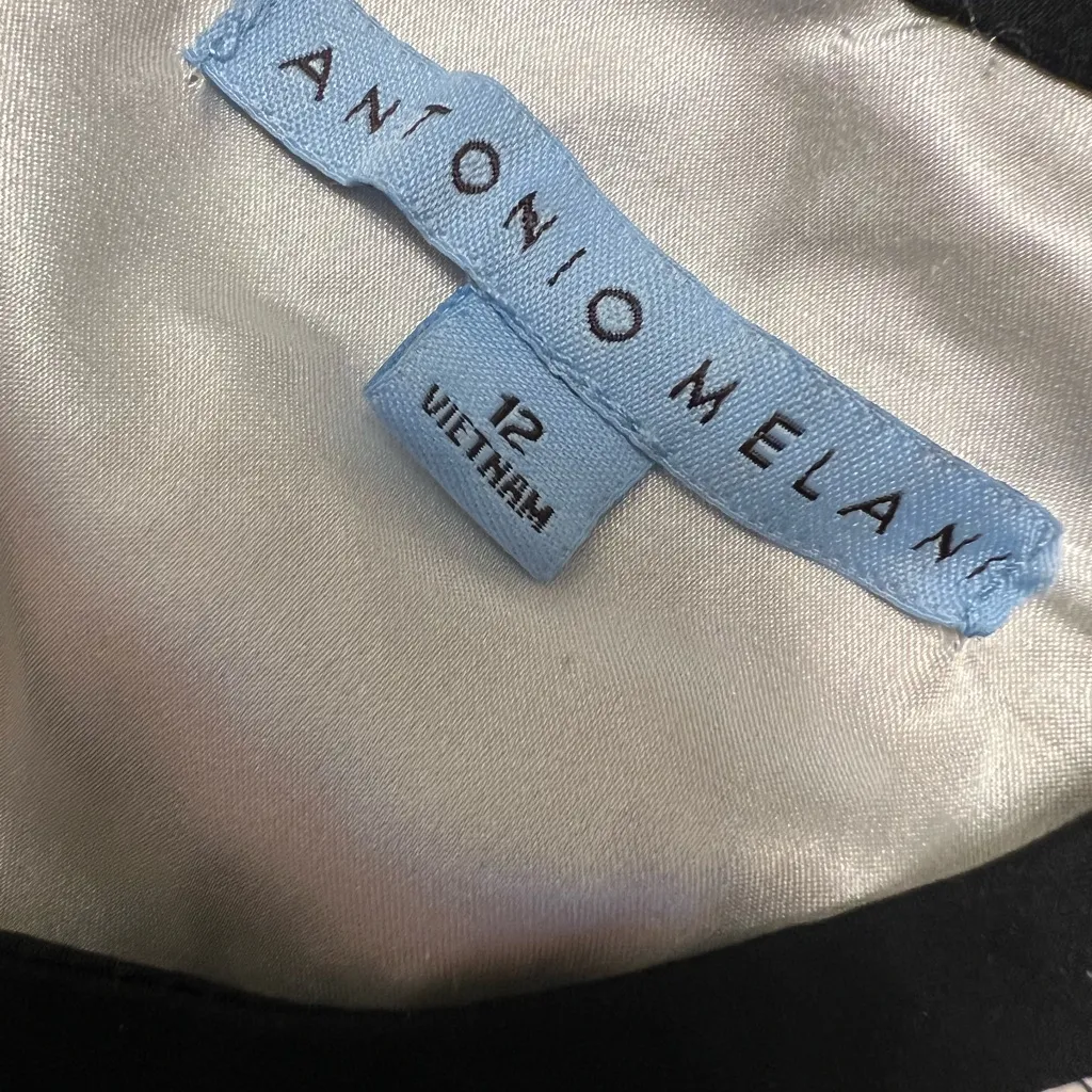 Antonio Melani Elegant Black and Cream Lace Dress Sz 12 - Image 4