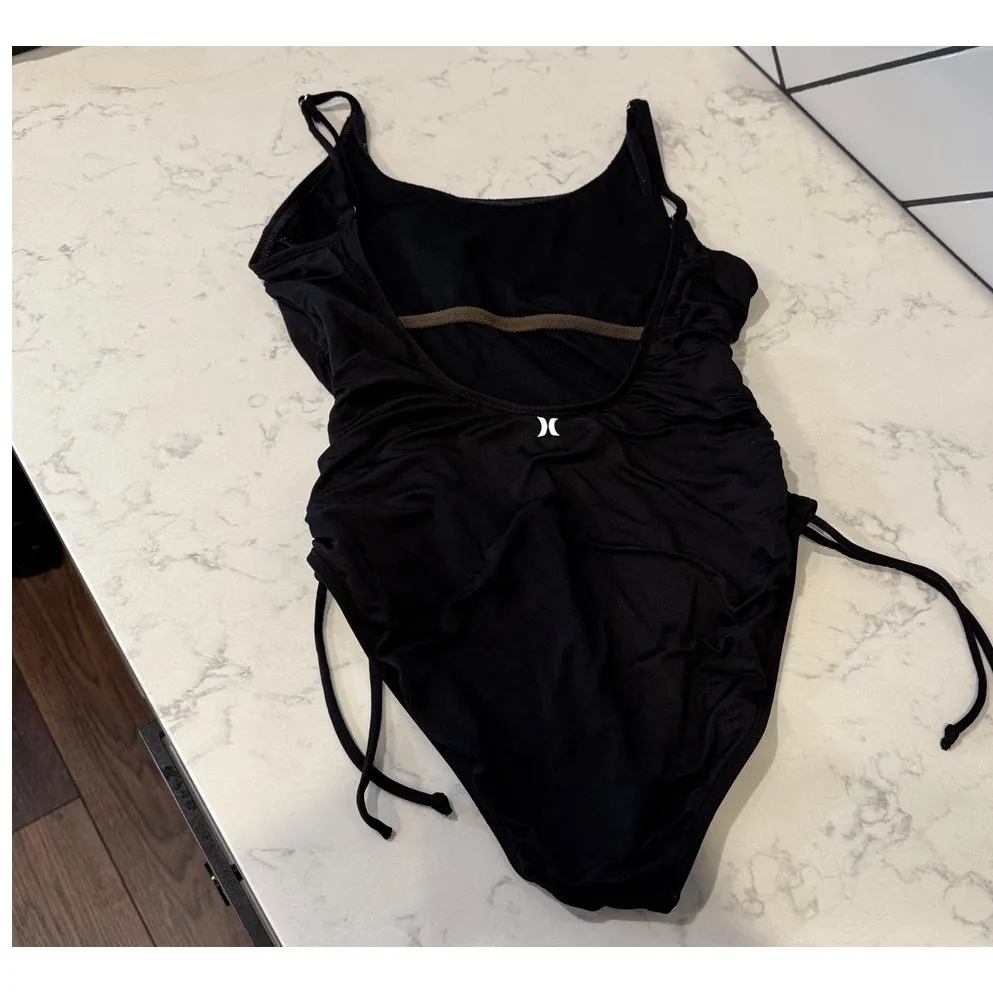 Black Hurley One Piece Swimsuit Cinch Sides black white logo size s sexy - Image 5
