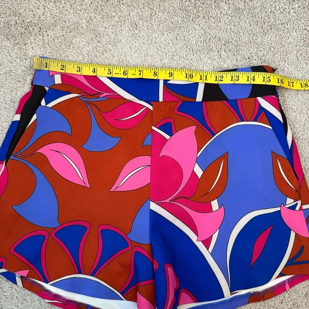 Zara Retro Print High Waisted Shorts Pink Multi L - Image 7
