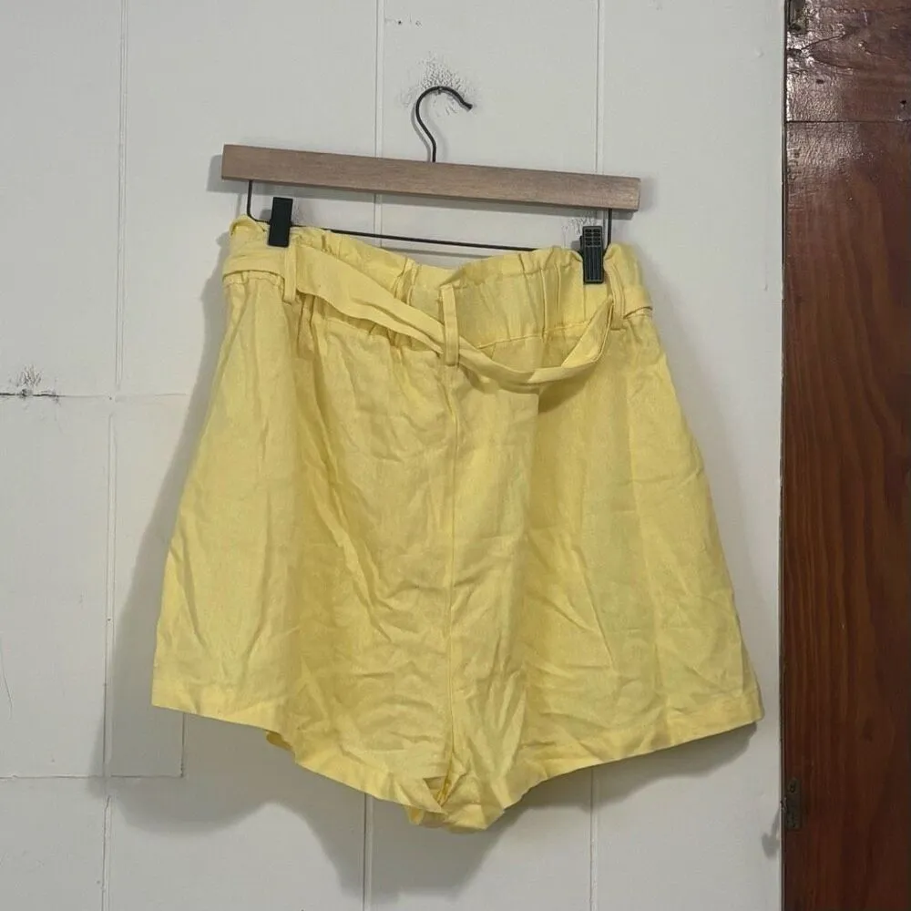 GB Gianni Bini Yellow Paper Bag Linen Shorts NWT Size XL‎ - Image 2