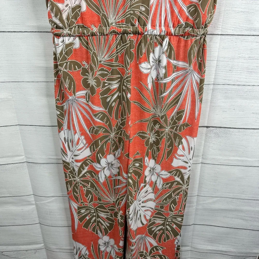 Chicos Womens size 0 US 4 Small Hawaiian Floral Print Wide Leg Jumpsuit Stretch - Image 6