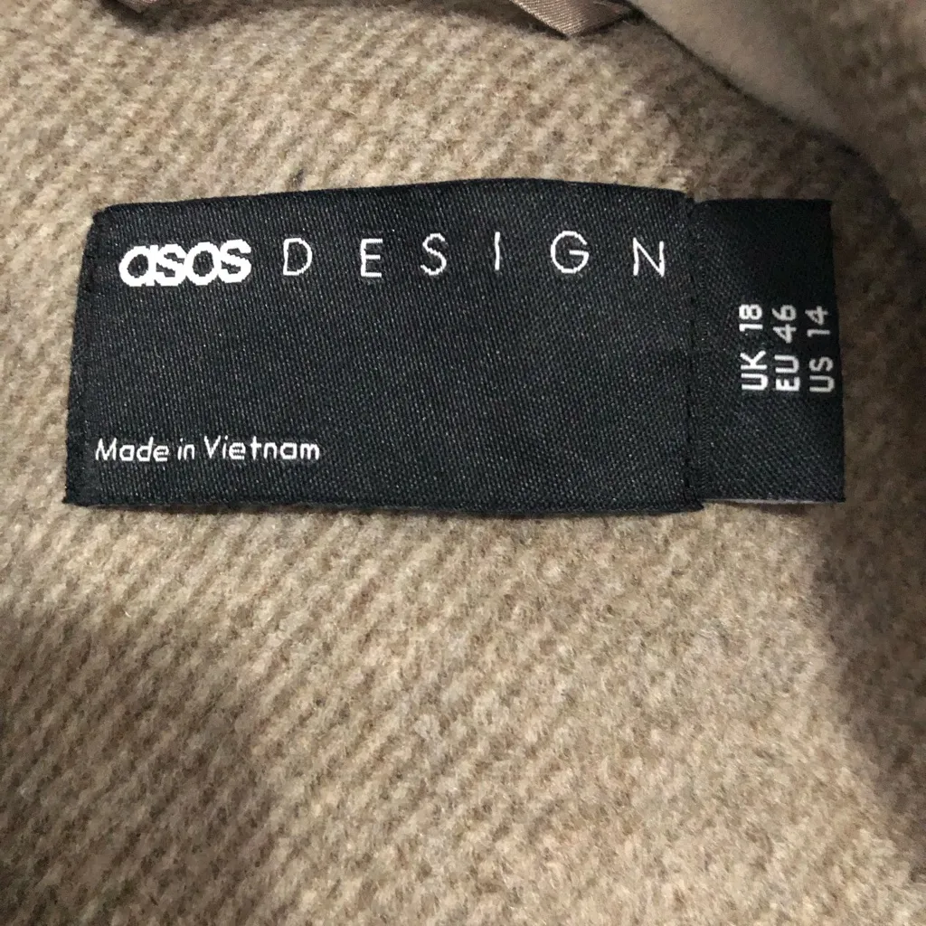 ASOS tan heavyweight double button long trench coat women size 14 winter classic - Image 11