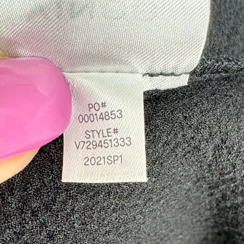 Vince Dress Flared Ruched Crepe Textured Midi Black Dress‎ Sz 8 - Image 10