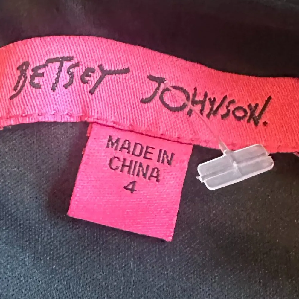 Betsey Johnson Black Shift Dress Daisy Buttons Mod Shift Fit Stretch Size 4 - Image 13