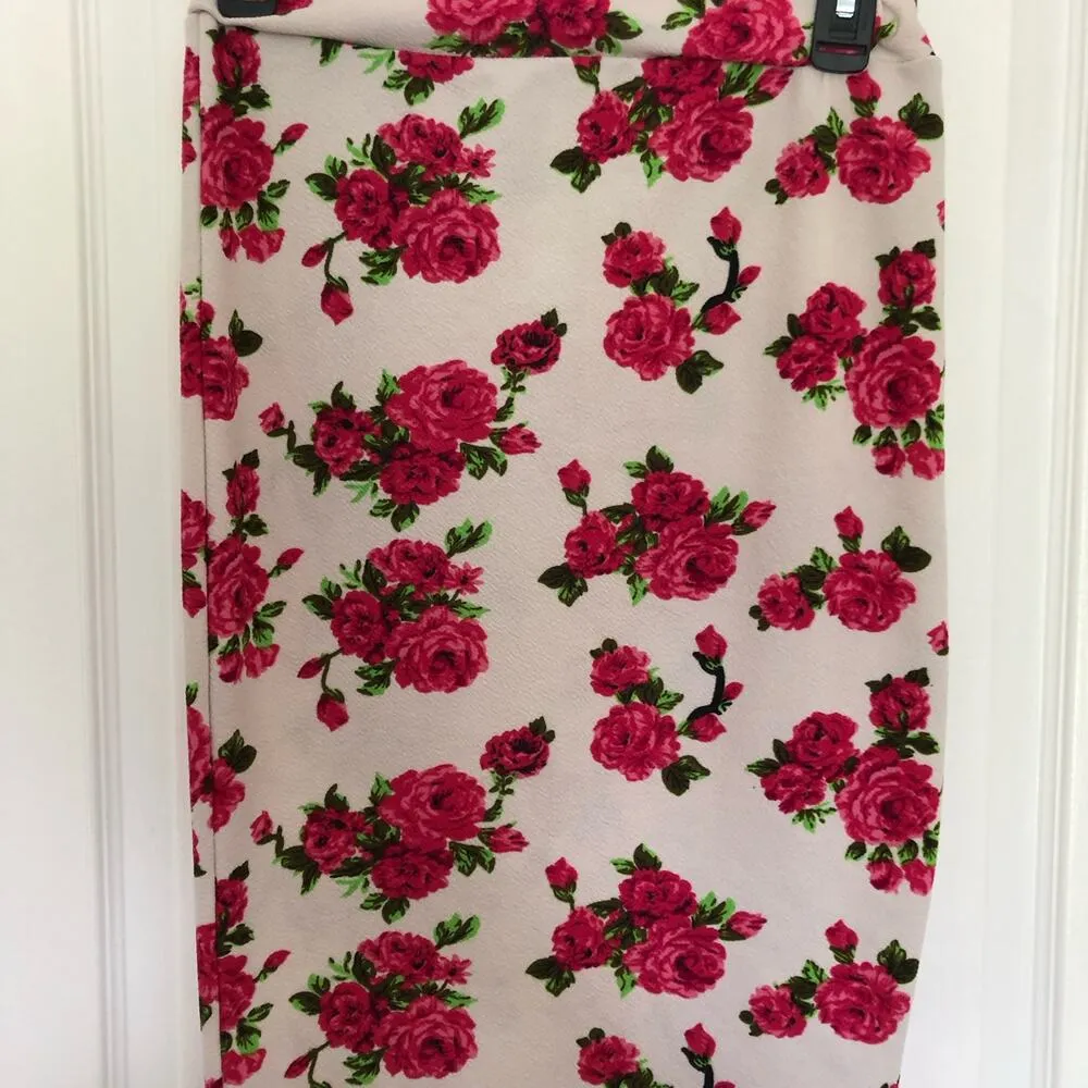 Super Nova Women's Skirts Pencil Straight Floral Off White Red Size Large White - Image 7