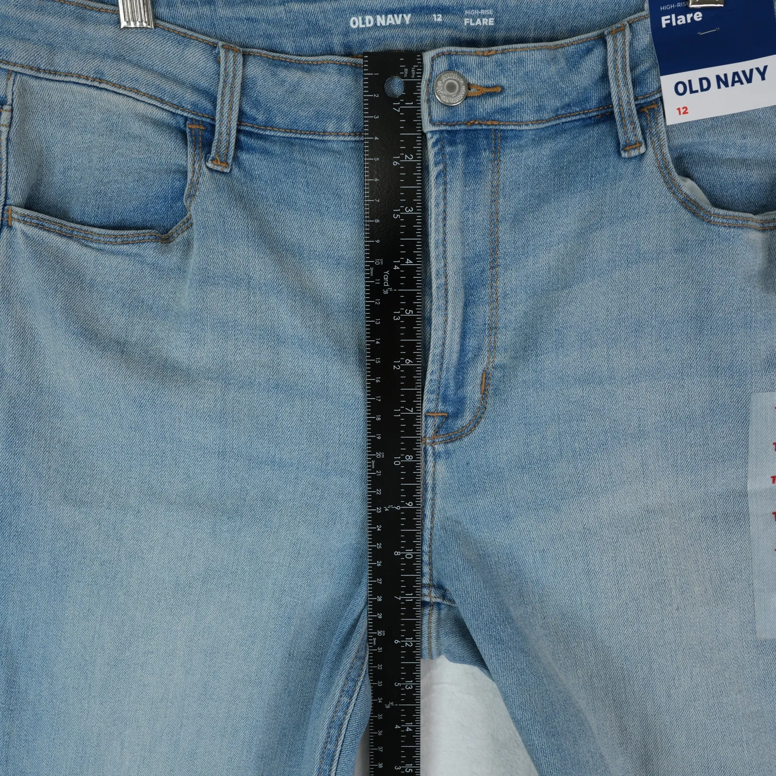 Old Navy Jeans Womens 12 Light Wash Denim High Rise Flare Stretch Y2K Casual - Image 10