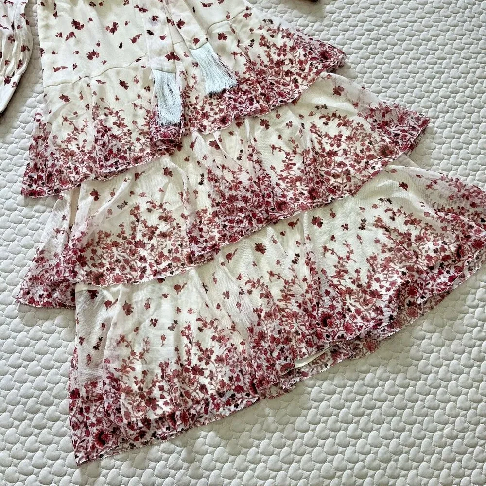 $ 459 NWOT Whistles Long Sleeve Multicolour Eastern Blossom Midi Dress Size 6 - Image 7