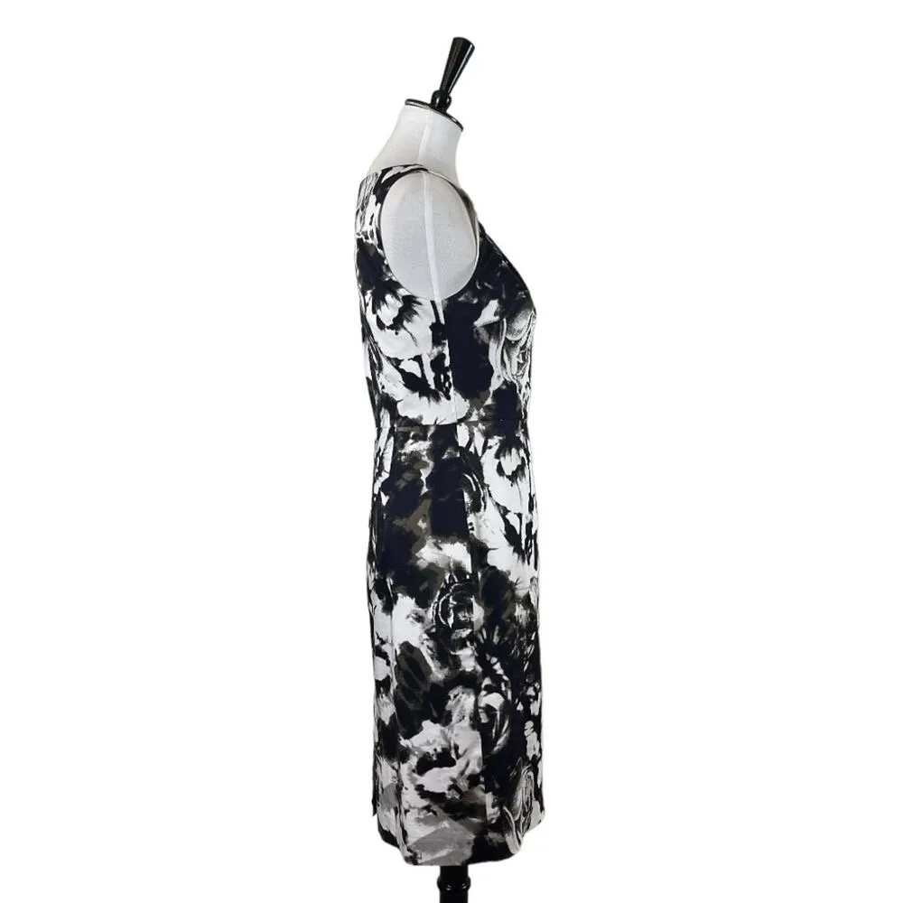 Ann Taylor Sheath Dress Sleeveless Black Cream Abstract Floral Women’s Size 6 - Image 3