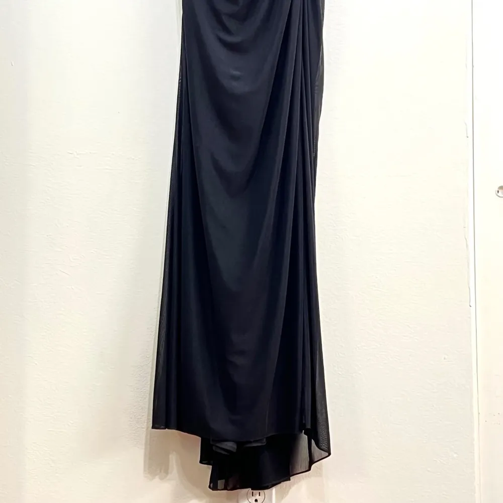 La Femme 29489 Strapless Ruching Across Front Net Jersey Gown - Image 5