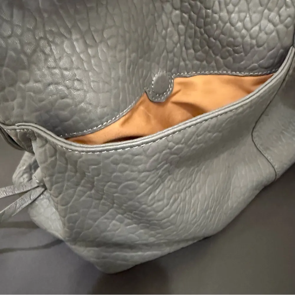 HOBO Bonita Gray Pebbled Leather Swingy Fringe Slouchy Large Hobo Shoulder Bag - Image 11