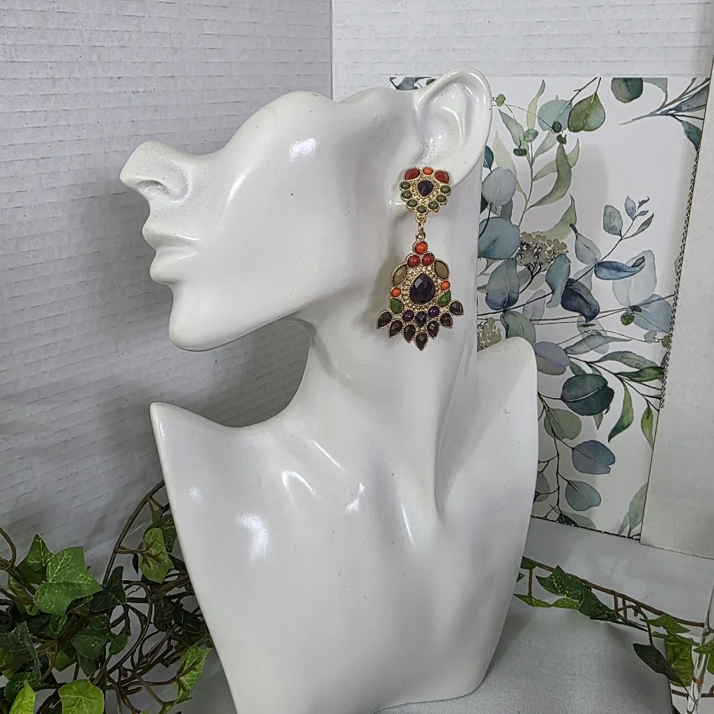 Burgundy Multi Strand Faceted Acrylic Bead Necklace and Earrings Set - Image 13