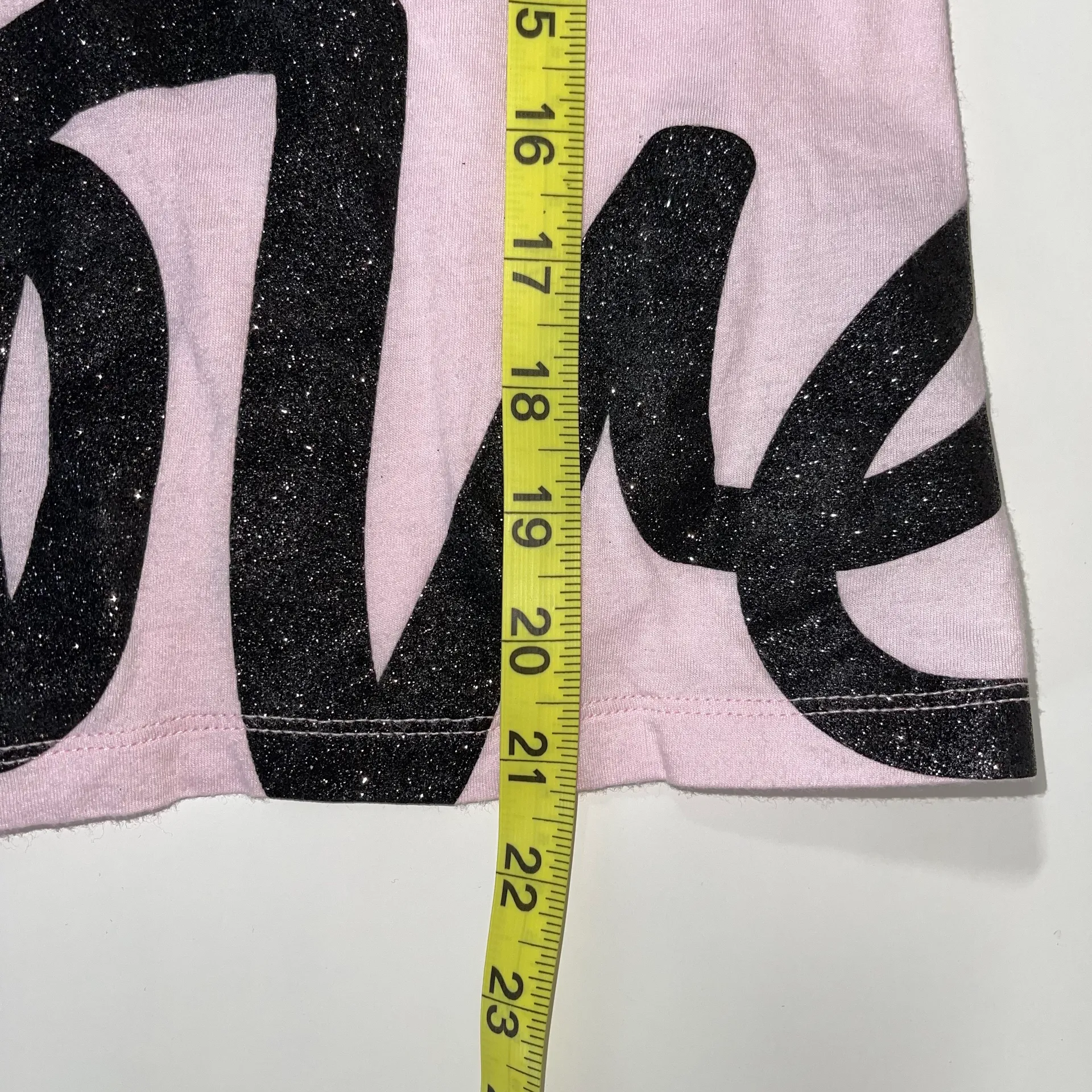 Victoria’s Secret Light Pink & Black Sparkle ‘Love’ Short Sleeve Tee - Image 7