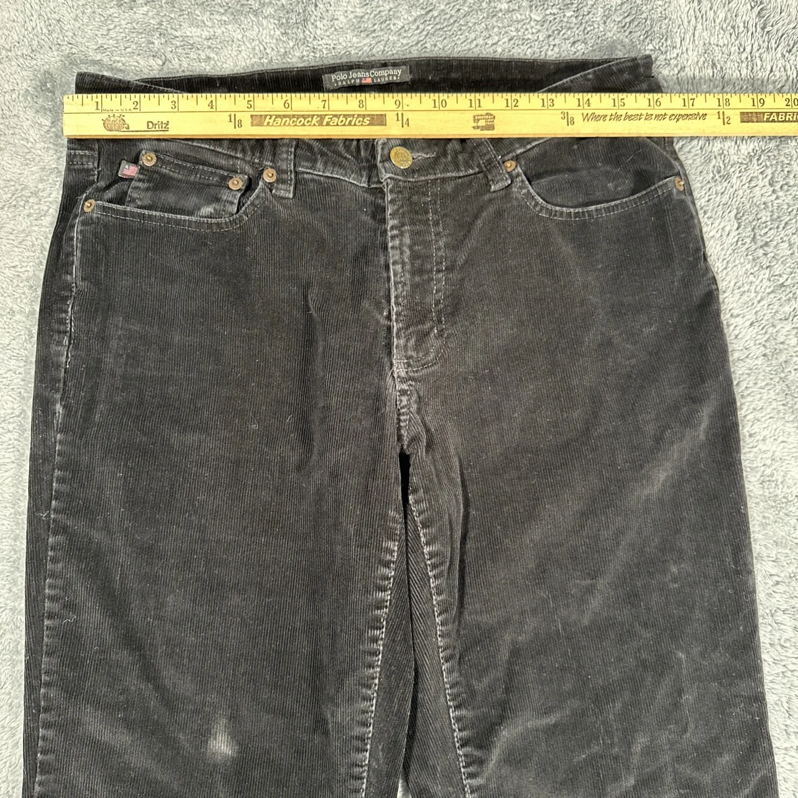 Polo Jeans Company Pant Woman 10 32x32 Black Corduroy Academia Heritage 90s Y2K - Image 6