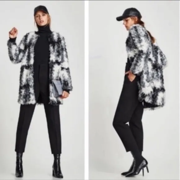 Zara tricolor texturized faux fur jacket - Image 2