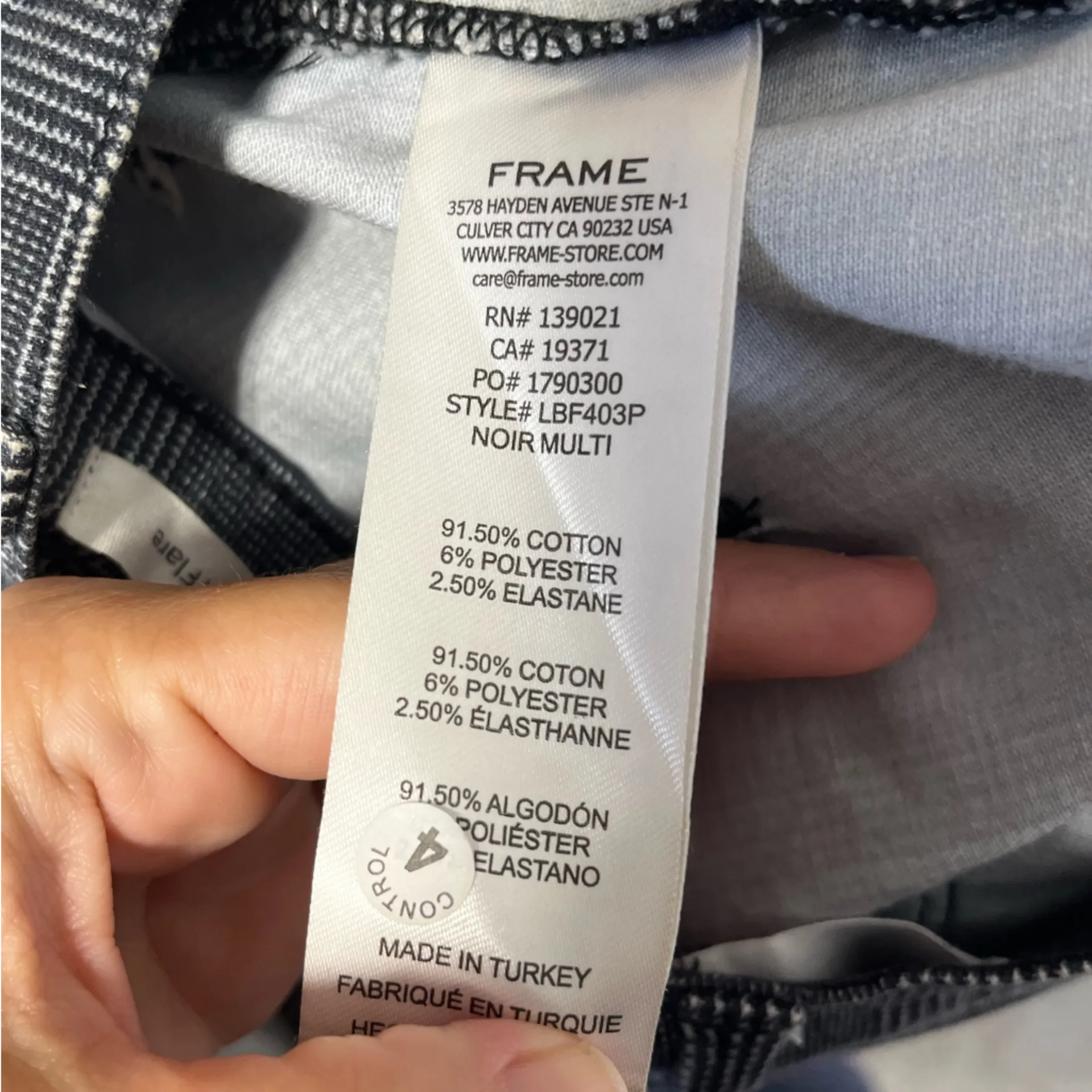 frame denim Frame Le Bardot Flare checked noir multi trouser pant size 24 - Image 6