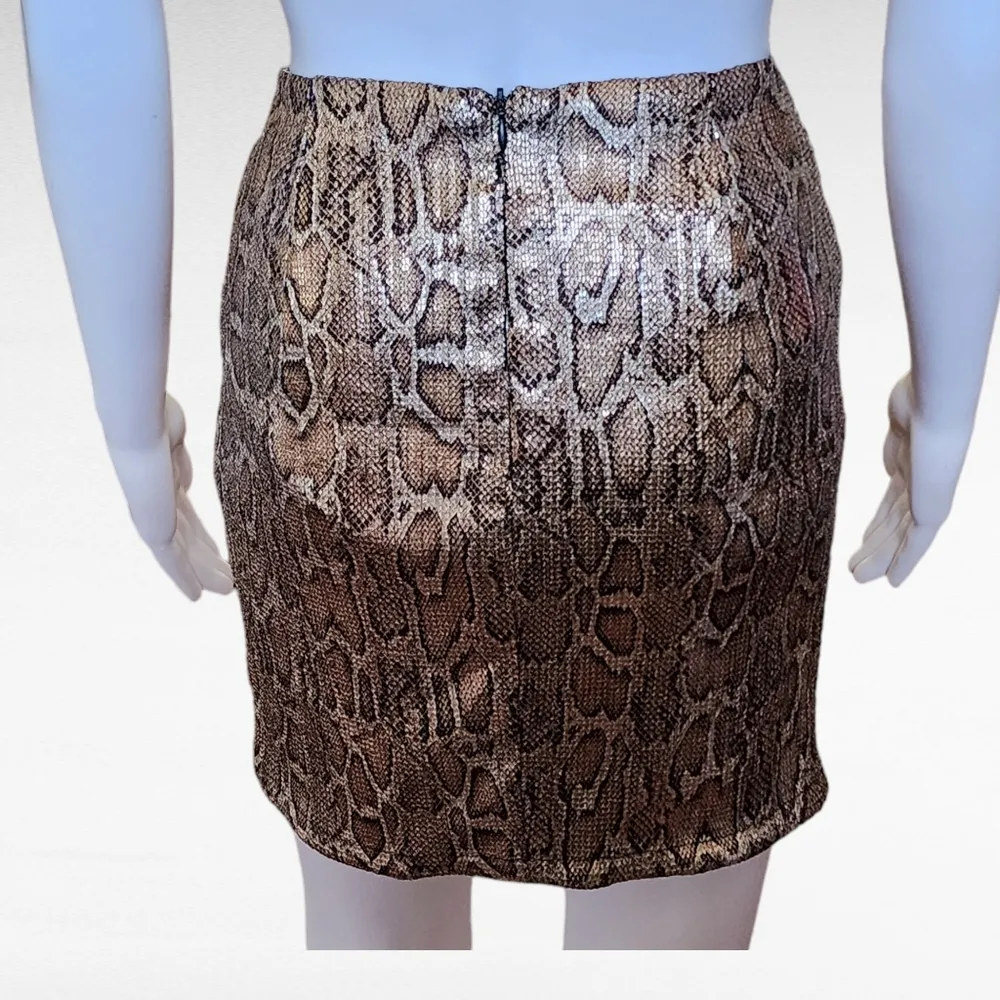 Zara Reptile Sequin Ruched Bodycon Mini Skirt Size Small - Image 5