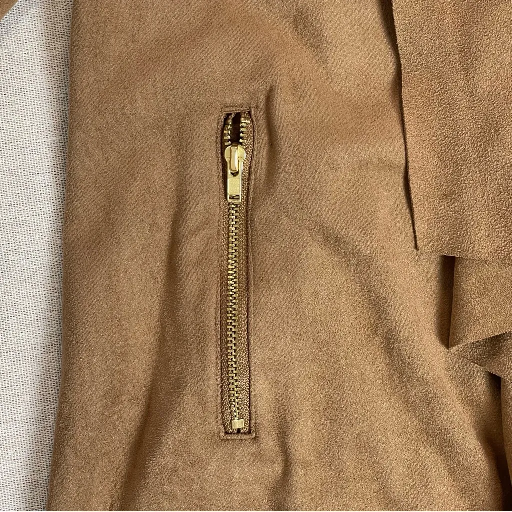 Dana Buchman | Milk Chocolate Brown Faux Suede Waterfall Front Jacket | Large - Image 6