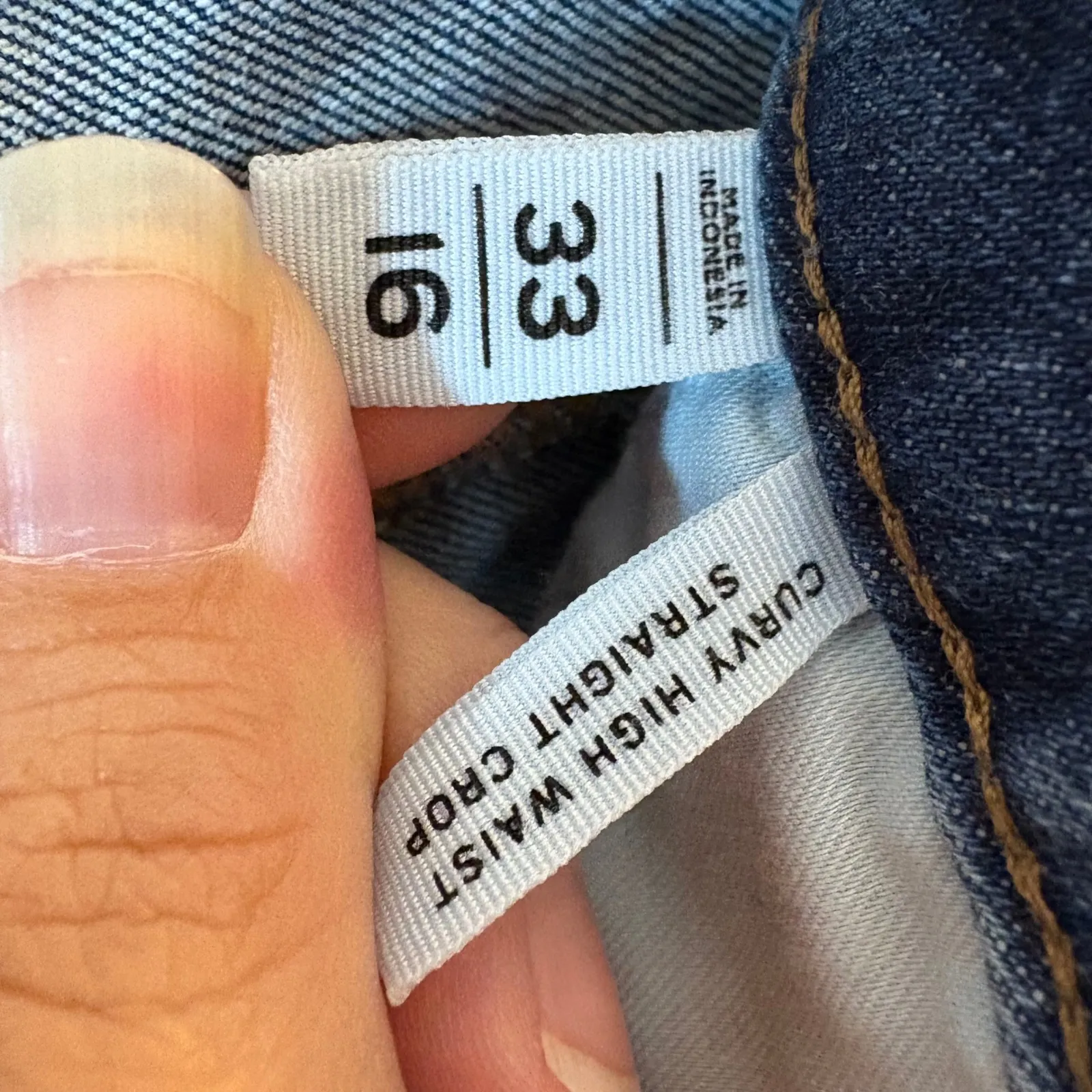 LOFT Curvy High Waist Straight Crop Jeans Distressed Raw Hem Blue Size 33‎ - Image 5