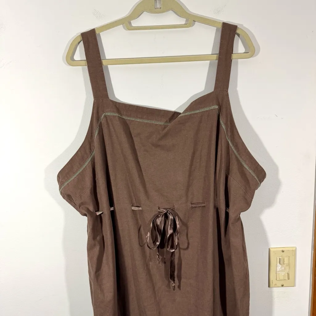 Vintage D.P.S. Woman Light Brown Taupe Linen Blend Dress Size 2X - Image 4