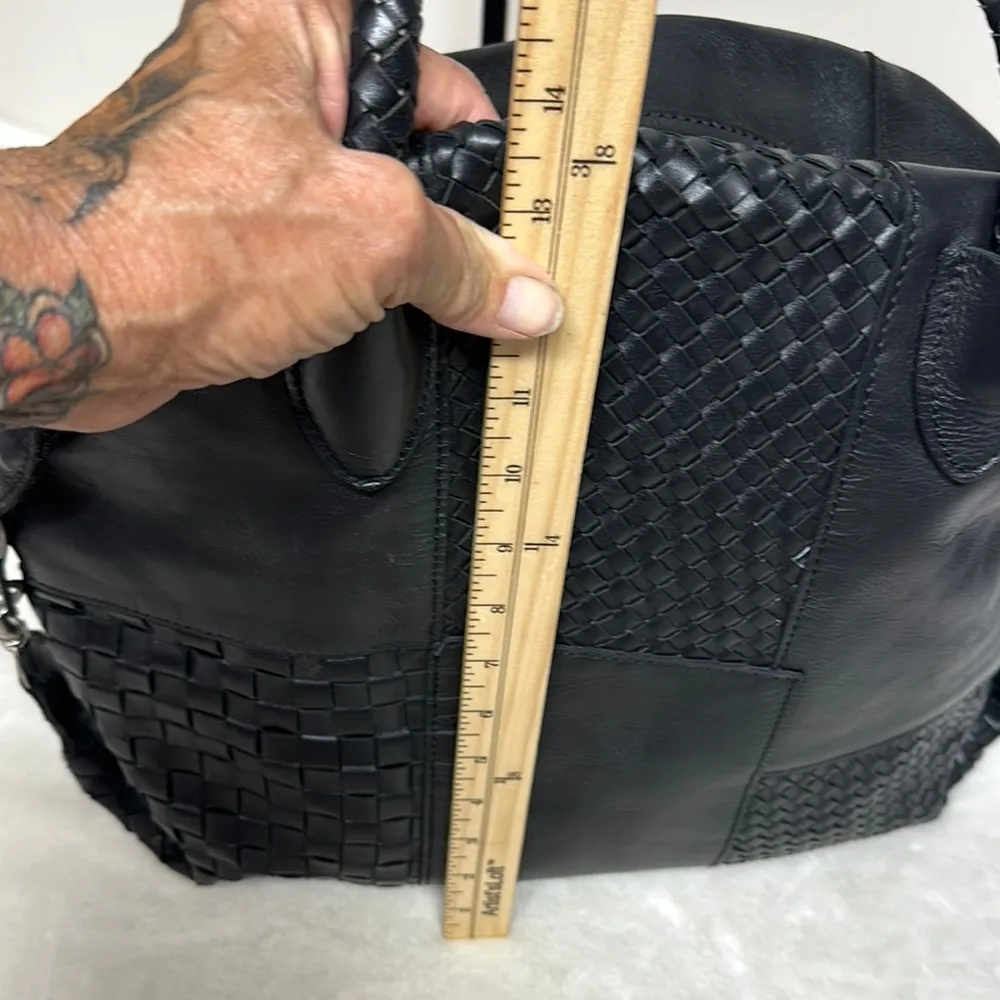 PATRICIA NASH SLOUCHY DISTRESSED 3 WAY WEAVE PALOMA HANDBAG Black with Dustbag - Image 6