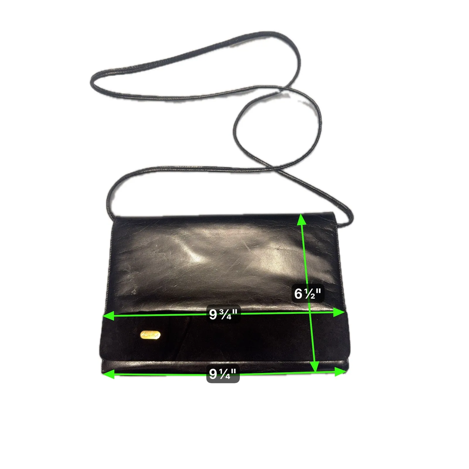 Bruno Magli Bologna Made in Italy Black Leather Suede Convertible Crossbody Bag - Image 2