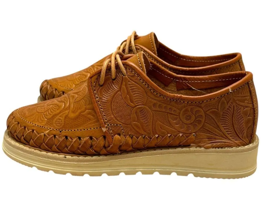 Artesanias Rauger Tooled Made in Mexico Leather Shoes Brown 6 - Image 2