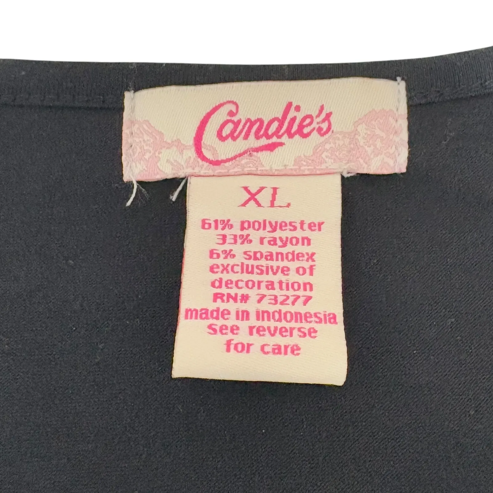 Candies Womens Embellished Top XL Black Sequin Stripe Scoop Neck Party Y2K Retro - Image 4