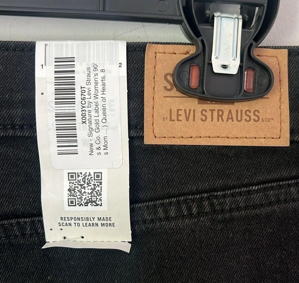 Levi’s NWT black denim distressed super stretch 90s mom jeans gold series, sz 8 - Image 9