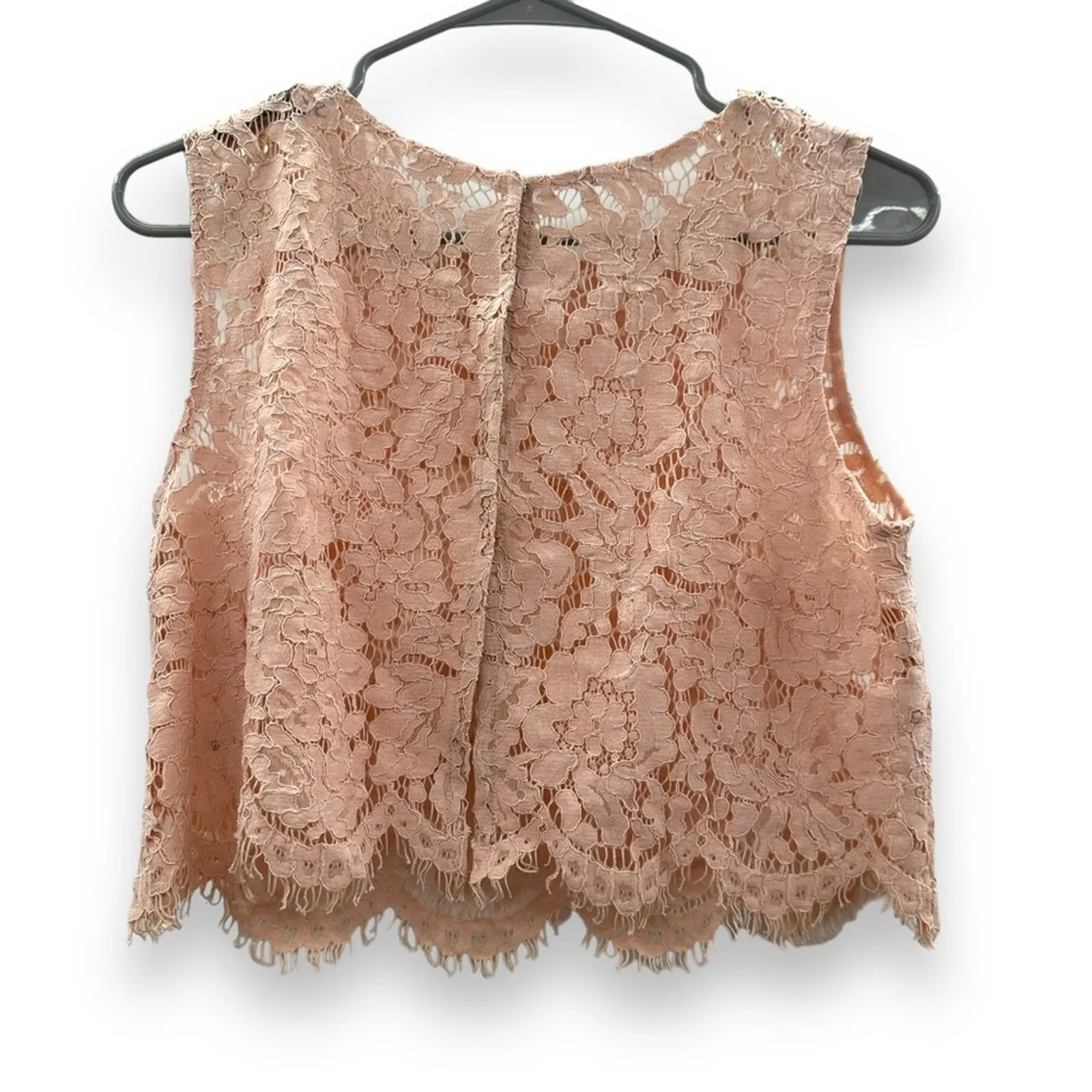 Jenny Yoo Cleo‎ Pink Lace Snap Back Layover Cropped Top Sz XS - Image 4