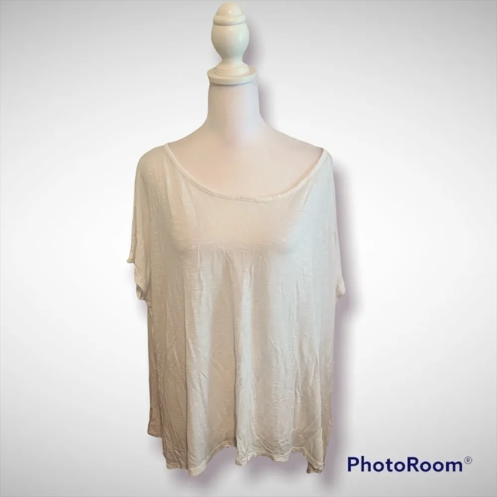 Lane‎ Bryant White Crochet Back Tunic Top Plus Size 18/20 Rayon Slub Knit - Image 2