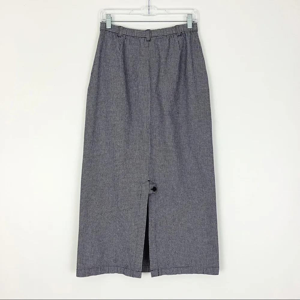 Vintage Checked Midi Skirt | Size M Blue Size M - Image 8
