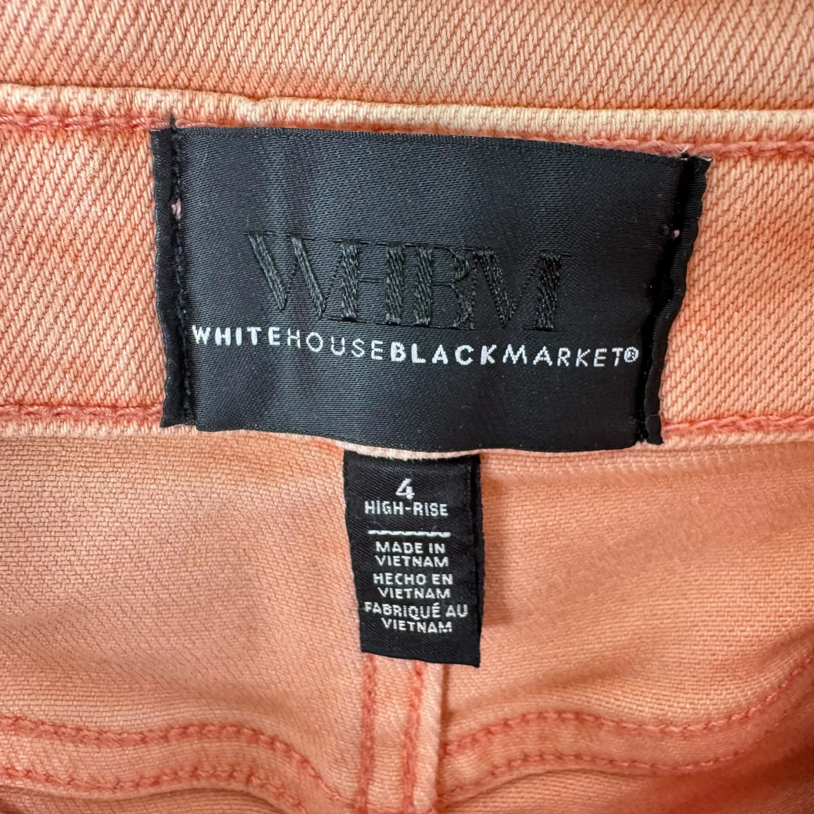 White House Black Market‎ Cotton Orange High Rise 5" Short Denim 4 - Image 5