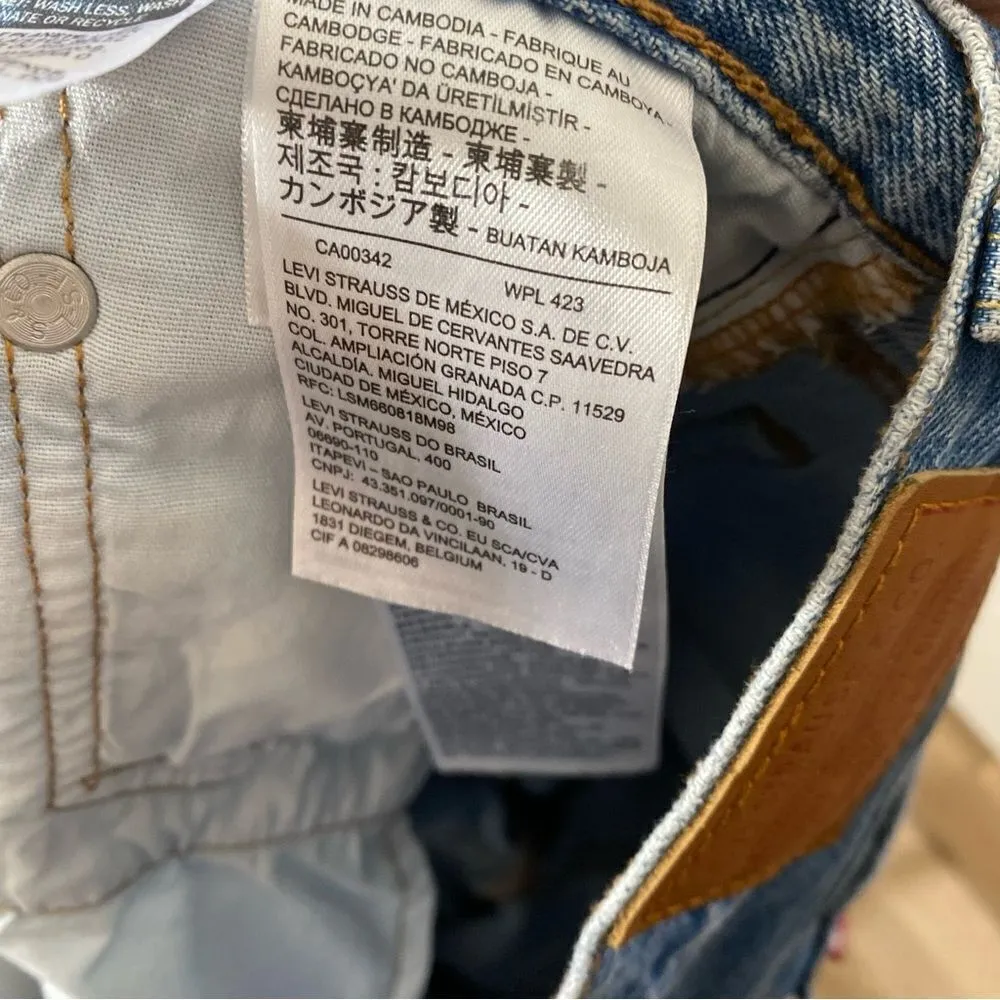 Levi’s 501 Distressed Button Fly Denim Blue Jeans - Image 8