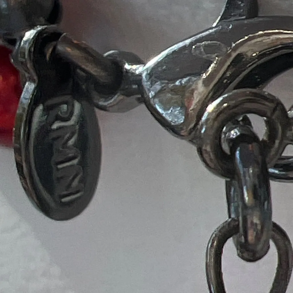 Vtg RMN Double Strand Necklace Red Graduated Faux Pearls Marcasite Beads Estate - Image 5