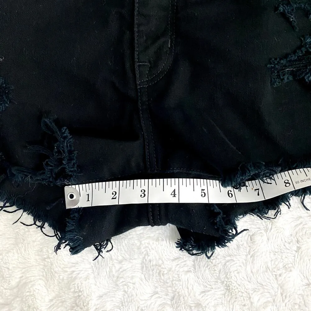 Black Distressed Cut Off Hi-Rise Festival Jean Shorts 10 - Image 7