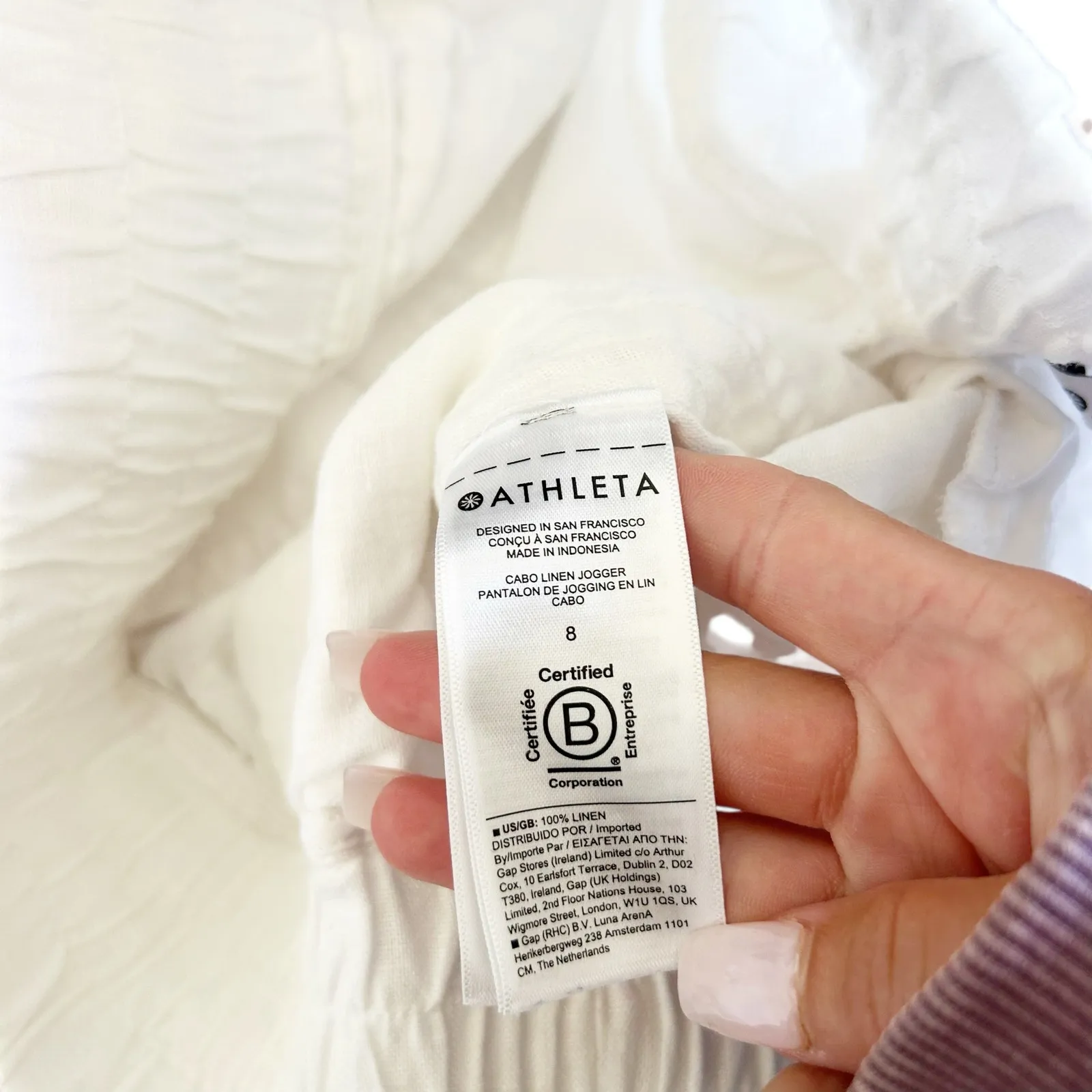 Athleta White Cabo Linen Joggers Sz 8 - Image 3
