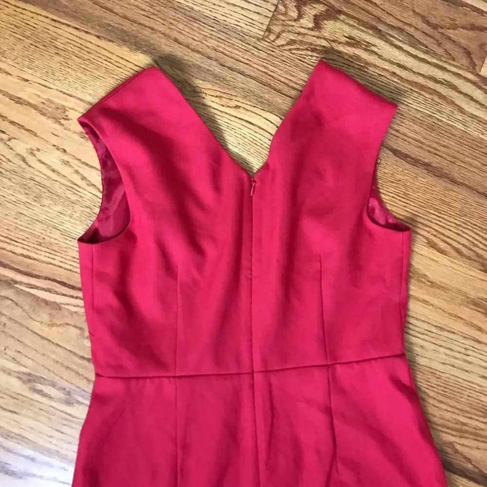 Loft  Red Side Button Faux Wrap Dress Size 4 - Image 6