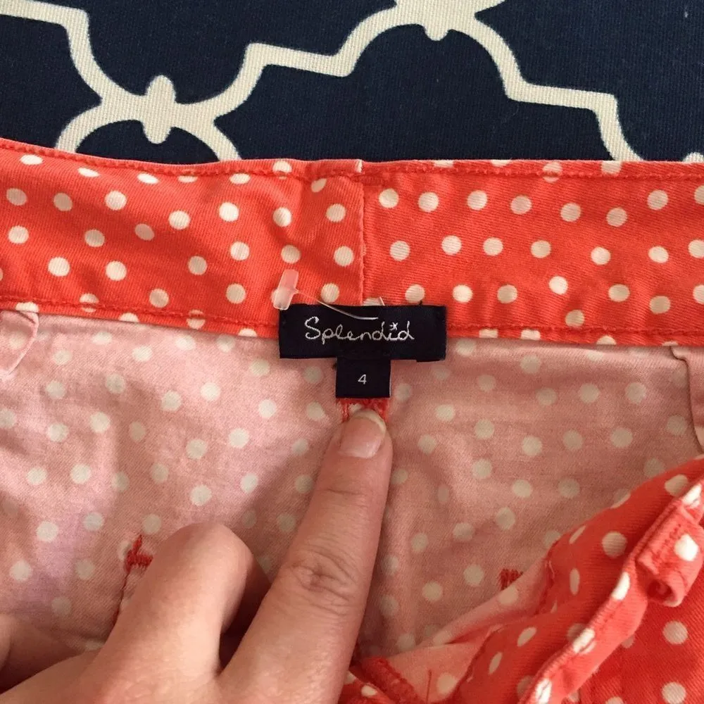 Splendid orange polka dot shorts size 4 100% cotton - Image 5