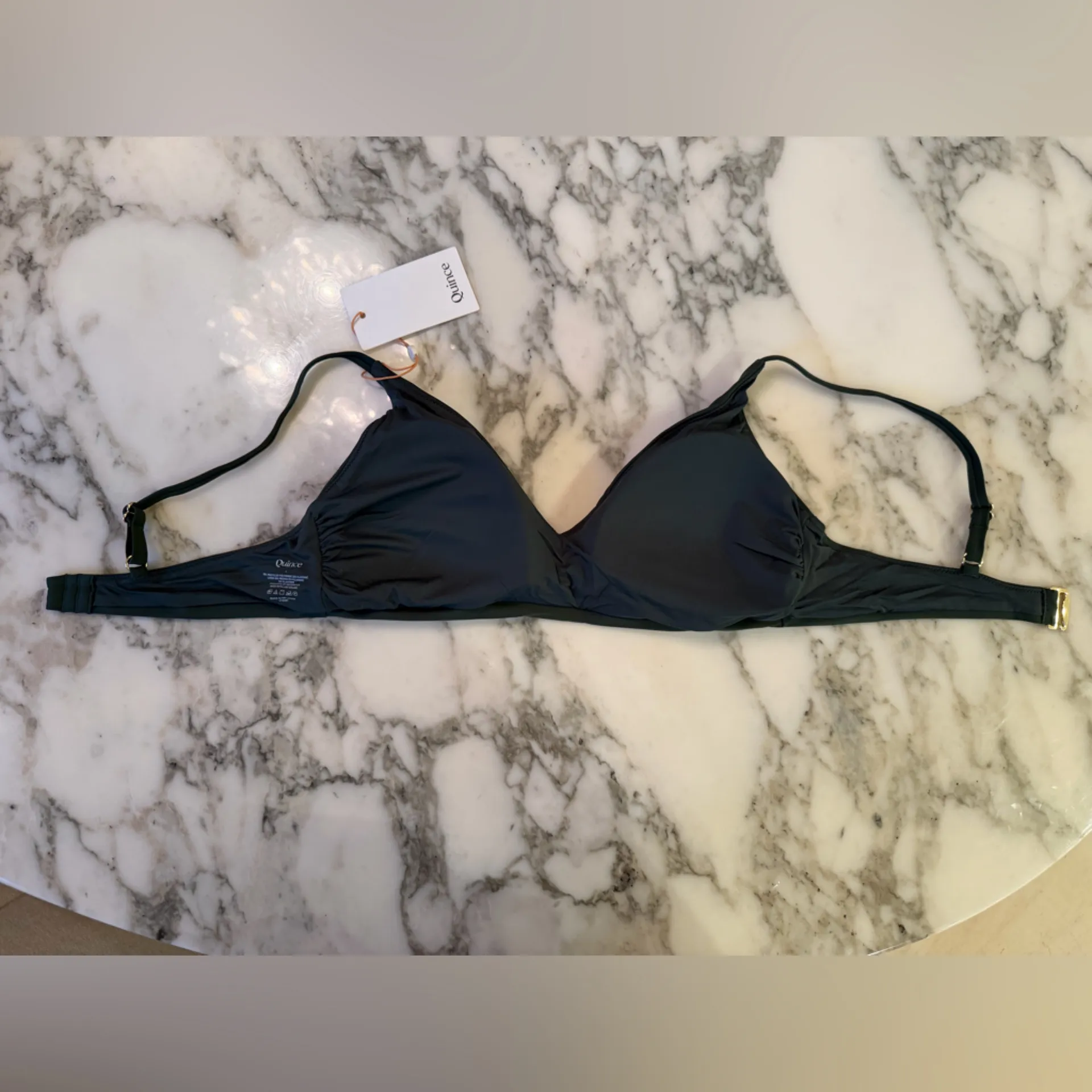 NWT Quince Olive Green Italian v-neck bikini top Sz L - Image 7