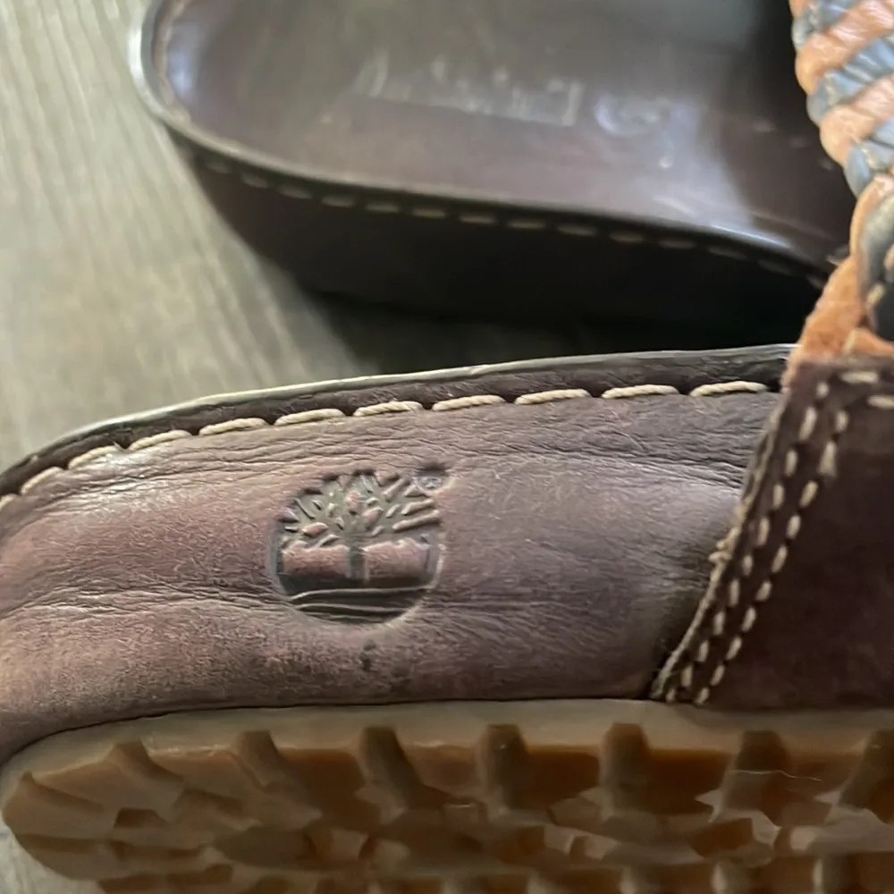 Timberland Braided Small Wedge Thong Brown Sandals - Image 4