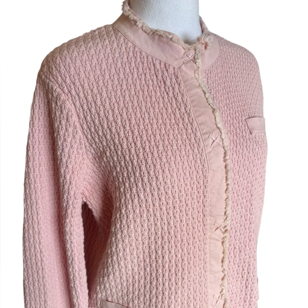 Talbots Vintage Sweater Blazer Light Pink Knit Cardigan Button Up Women Large - Image 4