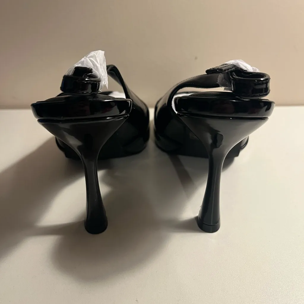 New in box Loopcharm Black PU Slingback Pointed Toe Pumps 3.15” Heel Size 8 - Image 6