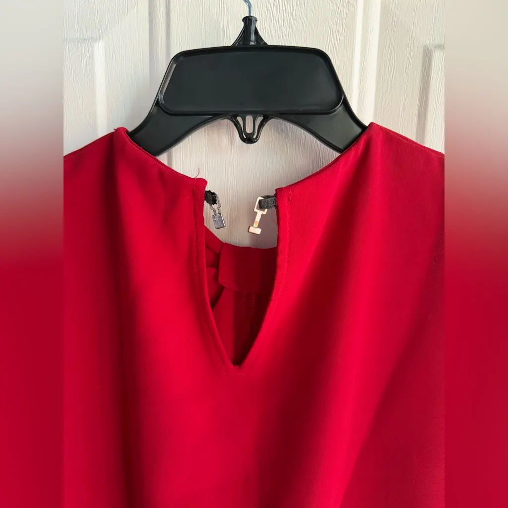 MANGO Suit Red Bow Front Sleeveless Shift Dress Women’s SIZE 2 - Image 6