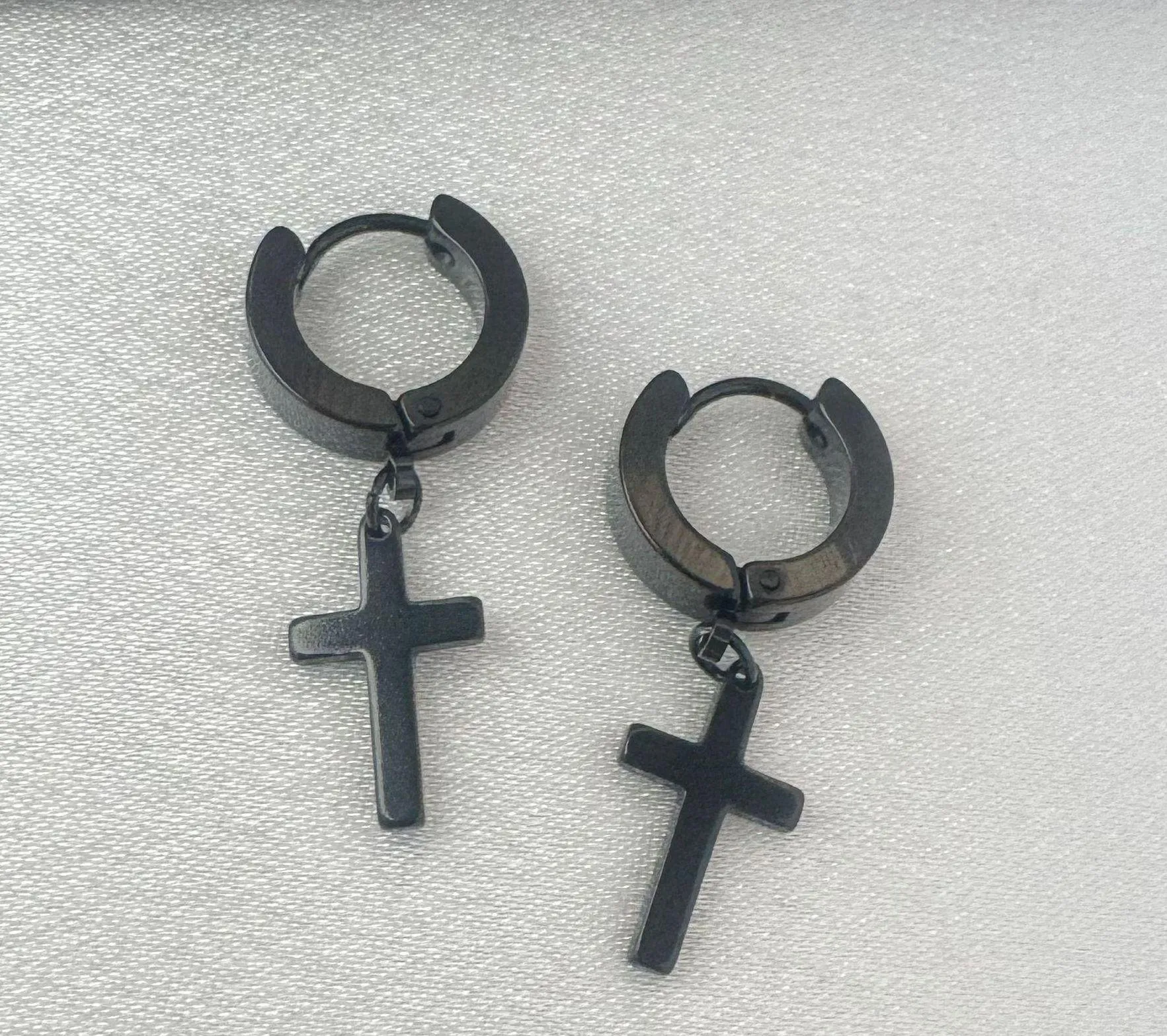 Cross Dangle Drop Earrings for Men Women Streetwear Punk Hip Hop Unisex Style Black - Image 3