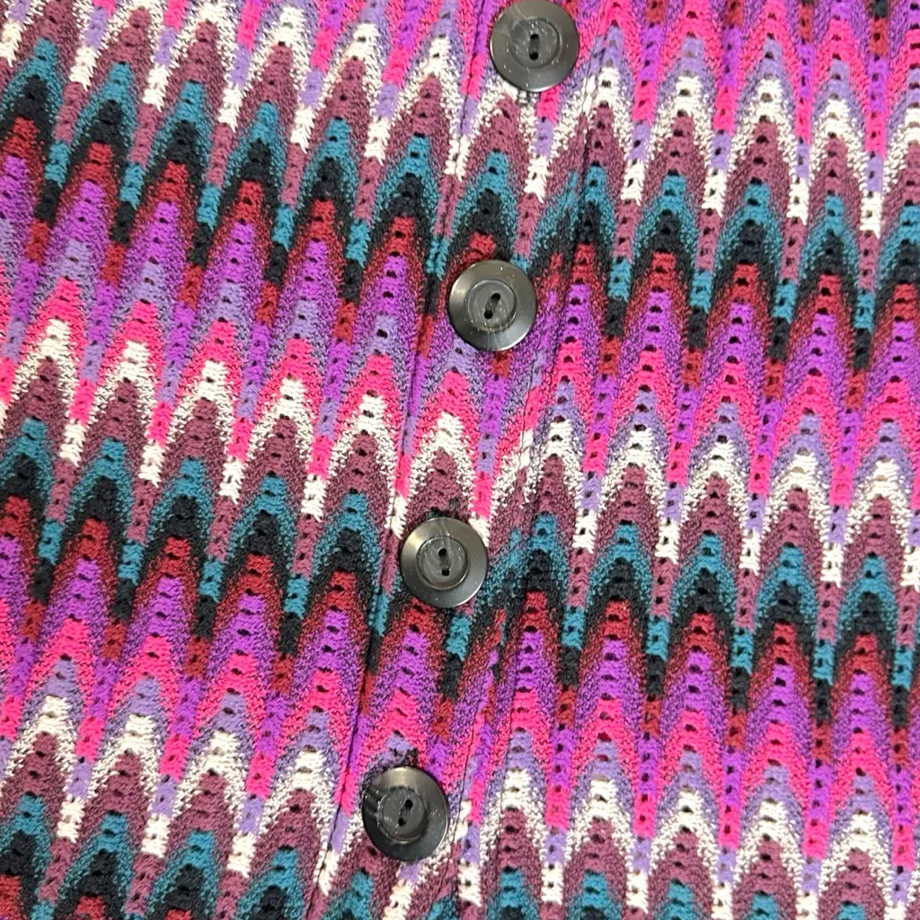 Free People Retro 60s 70s Open Knit Crochet Chevron Micro Mini Skirt Medium - Image 6